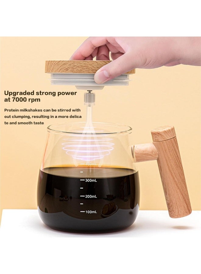 كوب ذاتي التحريك سعة 400 مل – كوب خلط كهربائي عالي السرعة قابل لإعادة الشحن بمنفذ USB، مصنوع من زجاج البوروسيليكات، مثالي للقهوة والحليب ومسحوق البروتين في المنزل والمكتب والسفر - Image 5