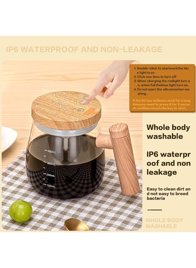 كوب ذاتي التحريك سعة 400 مل – كوب خلط كهربائي عالي السرعة قابل لإعادة الشحن بمنفذ USB، مصنوع من زجاج البوروسيليكات، مثالي للقهوة والحليب ومسحوق البروتين في المنزل والمكتب والسفر - Image 2