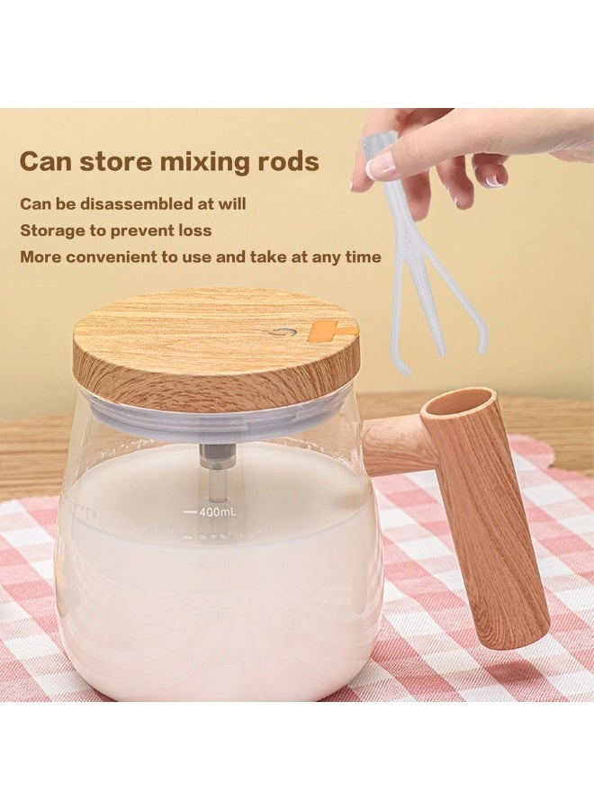 كوب ذاتي التحريك سعة 400 مل – كوب خلط كهربائي عالي السرعة قابل لإعادة الشحن بمنفذ USB، مصنوع من زجاج البوروسيليكات، مثالي للقهوة والحليب ومسحوق البروتين في المنزل والمكتب والسفر - Image 4