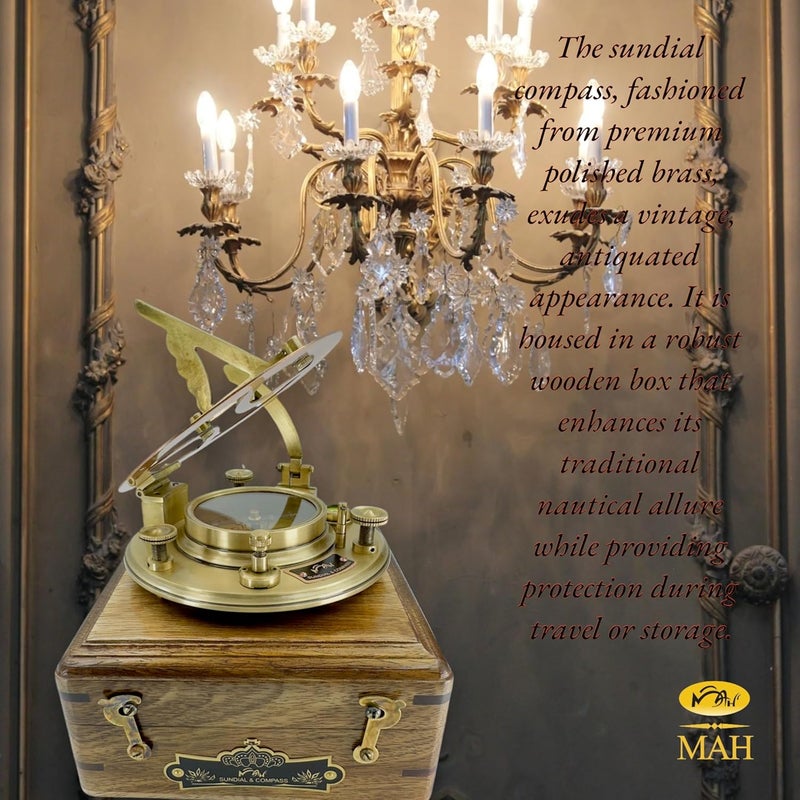 MAH Top Grade 5-Inch Large Brass Nautical Sundial Compass – Perfectly Calibrated Antique Vintage Collectible | Timeless Love Gift for Him & Her – Ideal for Anniversary, Wedding & Father’s Day - Image 4