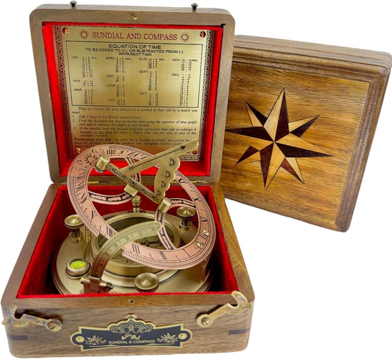MAH Top Grade 5-Inch Large Brass Nautical Sundial Compass – Perfectly Calibrated Antique Vintage Collectible | Timeless Love Gift for Him & Her – Ideal for Anniversary, Wedding & Father’s Day - Image 1