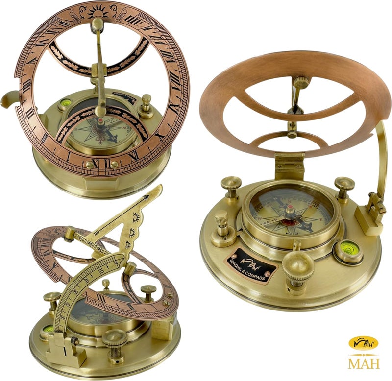 MAH Top Grade 5-Inch Large Brass Nautical Sundial Compass – Perfectly Calibrated Antique Vintage Collectible | Timeless Love Gift for Him & Her – Ideal for Anniversary, Wedding & Father’s Day - Image 2