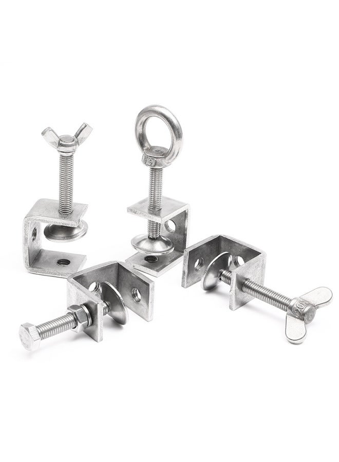 304 Stainless Steel Tiger Clip U-shaped Clip C- Shaped Clip Steel Pipe Square Clip Hand Screw Ring Clamp Opening-Specification Model:Opening 25mm [304 Hanging Ring]  - Image 3