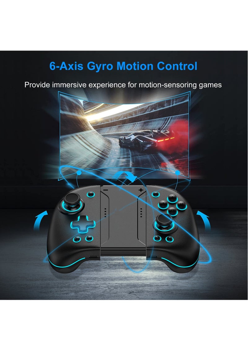 LinYuvo - KS47 Wireless Joy Pad Controller for Switch/OLED with 8 Colors Adjustable LED,Hall Effect Joysitck/Back Map on/Turbo(Black) - Image 1