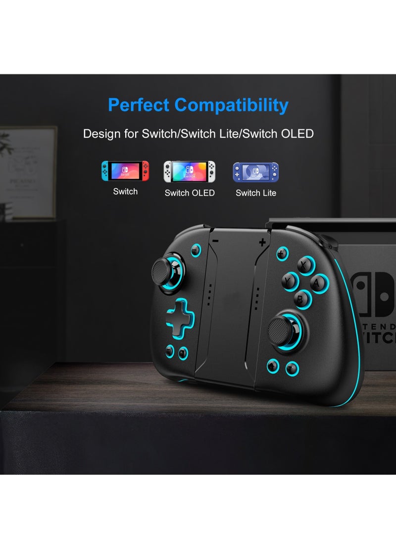 LinYuvo - KS47 Wireless Joy Pad Controller for Switch/OLED with 8 Colors Adjustable LED,Hall Effect Joysitck/Back Map on/Turbo(Black) - Image 1