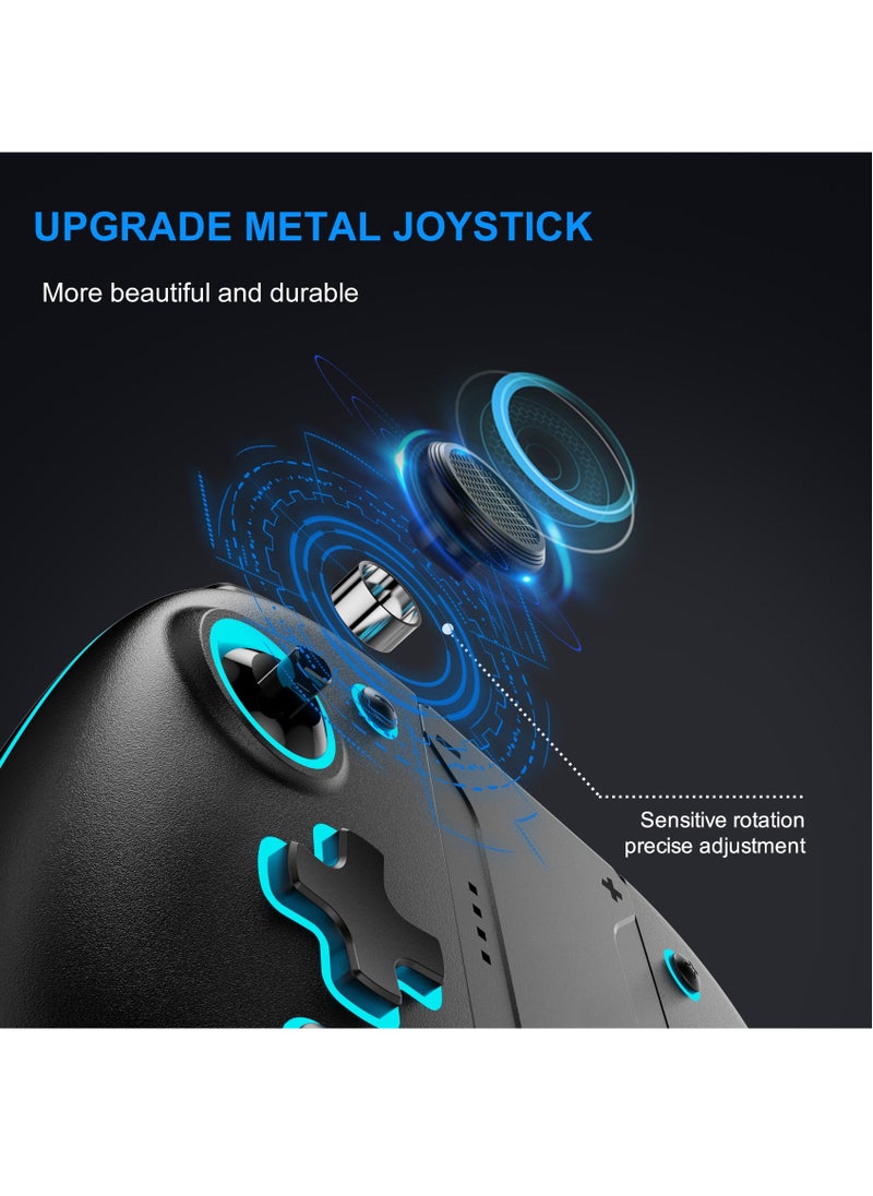 LinYuvo - KS47 Wireless Joy Pad Controller for Switch/OLED with 8 Colors Adjustable LED,Hall Effect Joysitck/Back Map on/Turbo(Black) - Image 1