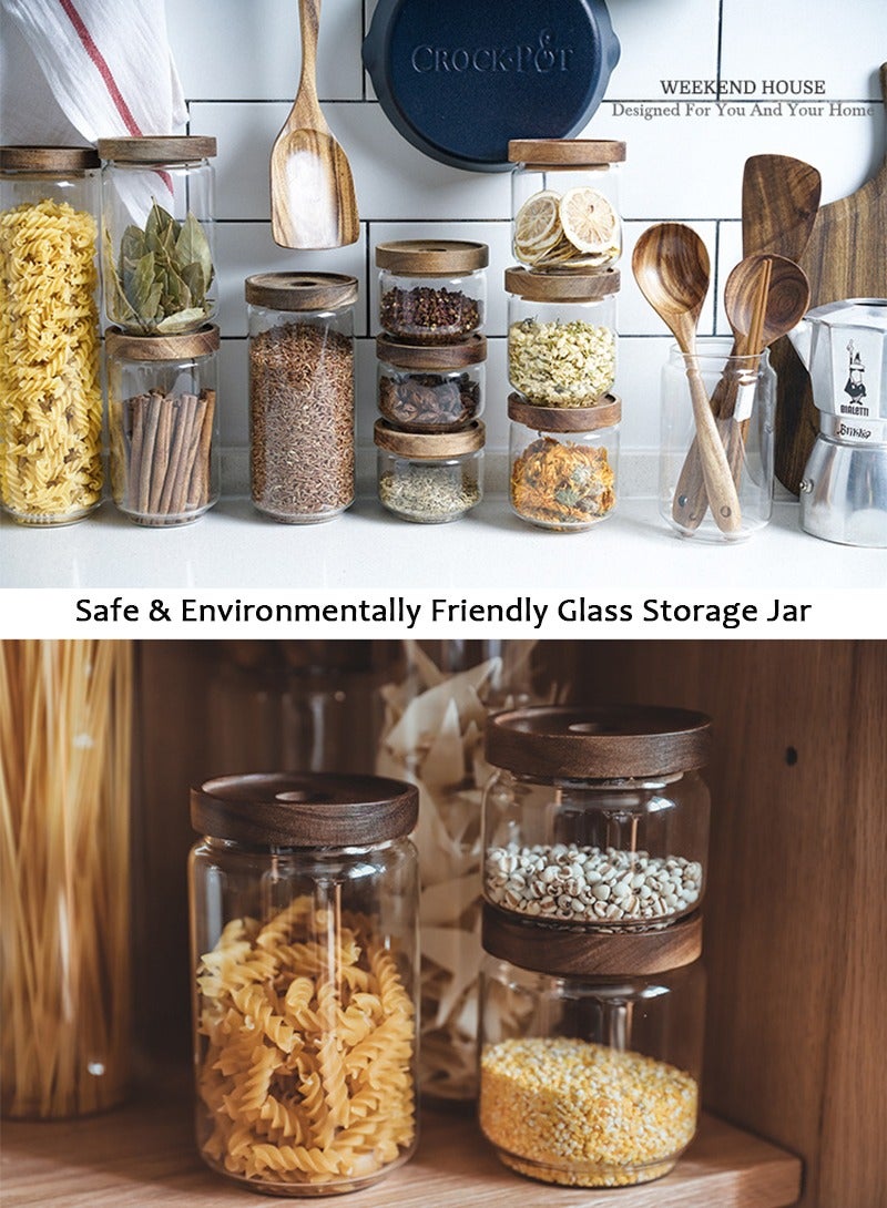 تابيت جرة تخزين زجاجية سعة 1000 مل بغطاء خشب طبيعي - حاوية طعام محكمة الإغلاق لتنظيم المطبخ - Image 2