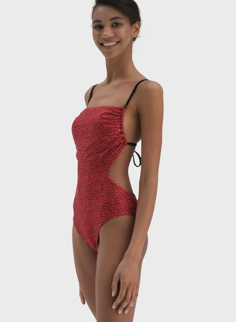 dagi Leopard Print Cut Out Swimsuit