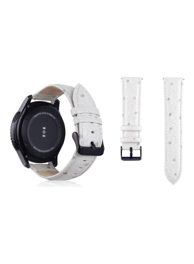NIBEMINENT Ostrich Skin Texture Genuine Leather Wrist Watch Band for Samsung Gear S3 22mm White - Image 1