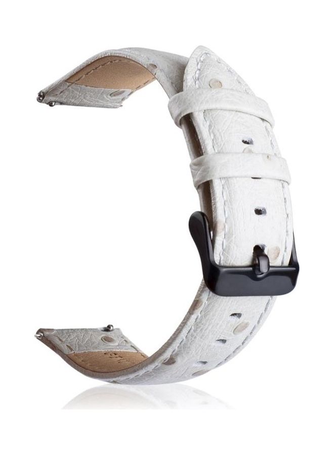 NIBEMINENT Ostrich Skin Texture Genuine Leather Wrist Watch Band for Samsung Gear S3 22mm White - Image 3