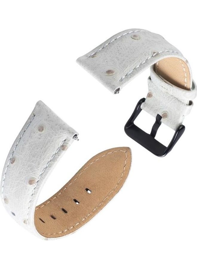 NIBEMINENT Ostrich Skin Texture Genuine Leather Wrist Watch Band for Samsung Gear S3 22mm White - Image 4