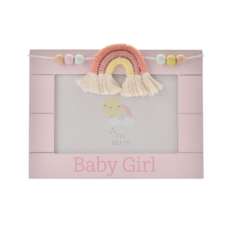 Oaktree Gifts Petit Cheri Wooden Photo Frame Macrame Rainbow Baby Girl 4X6 - Image 2