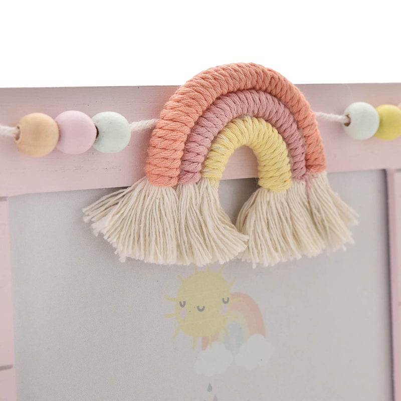 Oaktree Gifts Petit Cheri Wooden Photo Frame Macrame Rainbow Baby Girl 4X6 - Image 3
