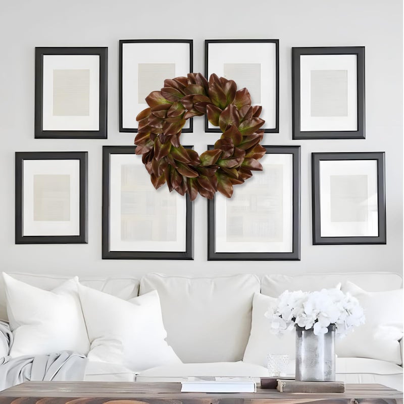 Briful 23in Christmas Magnolia Leaf Wreath for Front Door, All Season Greenery Artificial Wreaths Realistic Magnolia Wreath for Xmas Home Outdoor & Indoor Decor, Brown - Image 5
