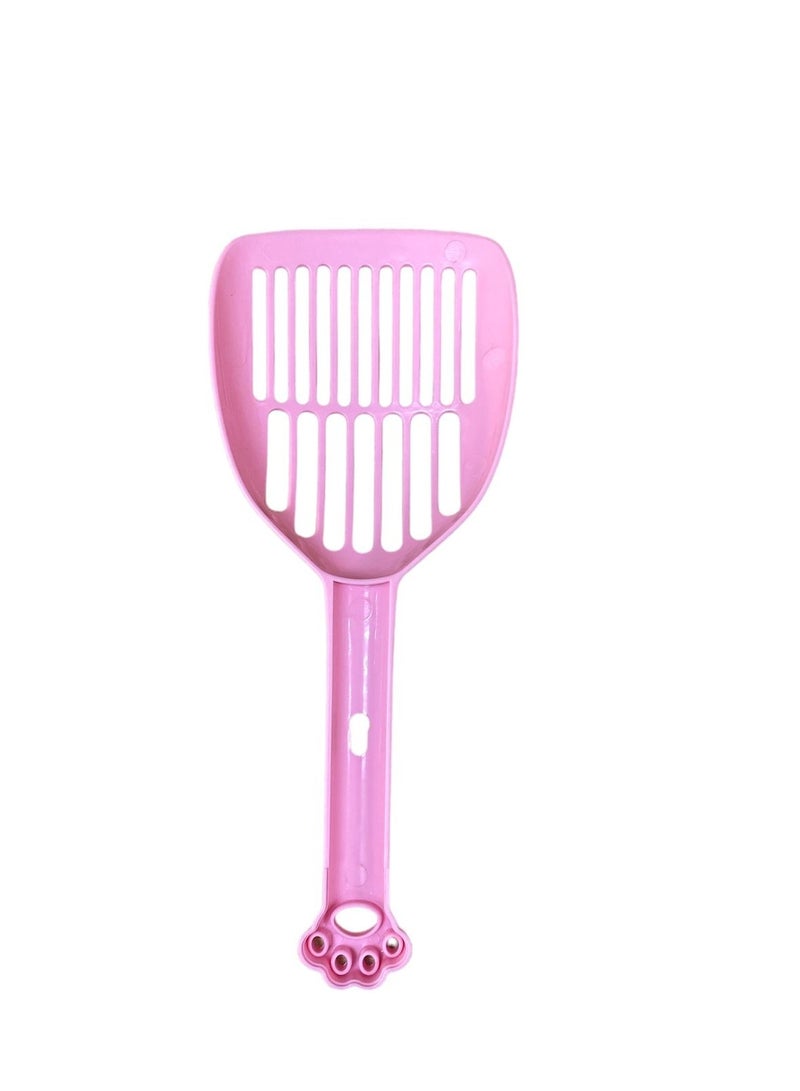 HAPPY PUSS cat litter scoop, plastic cat litter pet shovel, durable pet waste scoop, with long and strong plastic handle, litter cleaning Tool, stylish pet accessories, cat paw design-pink color - Image 1