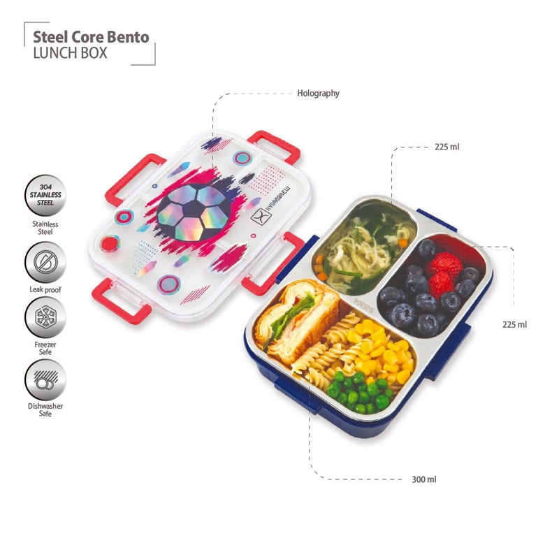 HydroBrew Steel Core Bento Lunch Box 3 Compartment 750ml – Champion navy - Image 3