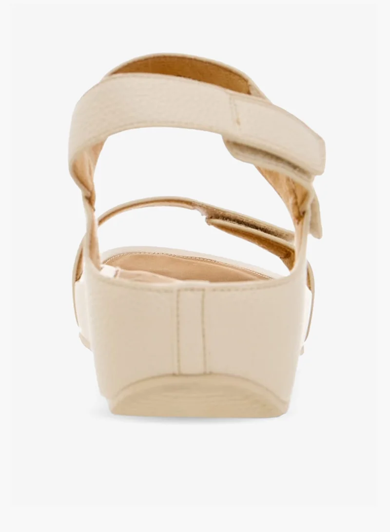 Flora Bella By Shoexpress Women Textured Strap Sandals with Hook and Loop Closure