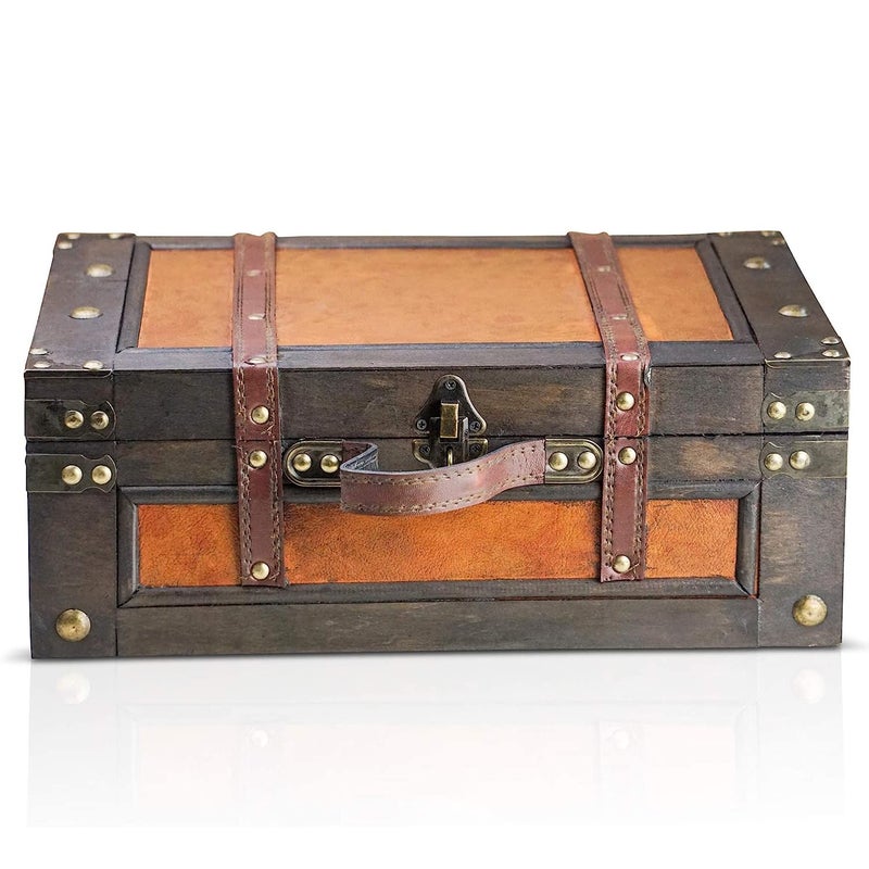 Brynnberg Brynnberg  Pirate Treasure Chest Storage Box  Marco 15x106x55  Durable Wooden Treasure Chest with Lock  Unique Handmade Decorative Wood Storage Box  Vintage Wood Chest Box  The Best Gift 