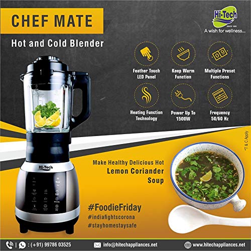 HiTech 1500w 32000 Rpm Turbo Grinder and Power Blender Chef Mate Hot and Cold Black - Image 4
