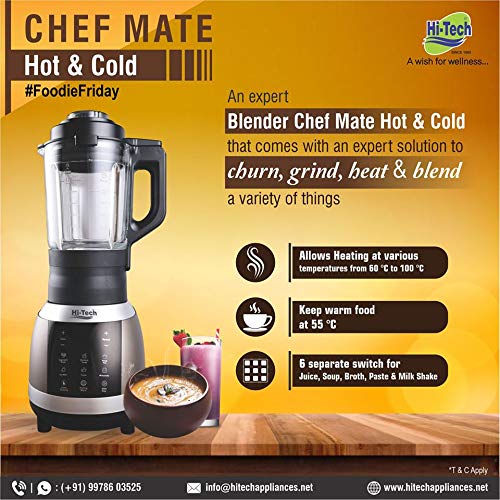 HiTech 1500w 32000 Rpm Turbo Grinder and Power Blender Chef Mate Hot and Cold Black - Image 5