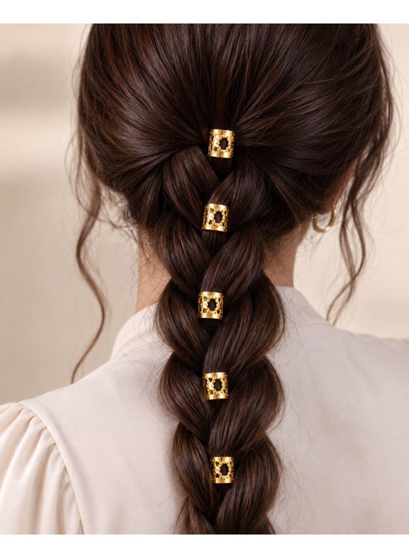 30 PCS Gold Hair Rings for Braids, Adjustable Metal Hair Cuffs for Braids, Dreadlocks, Twists & Hijab Styling, Reusable Hair Accessories - Image 1