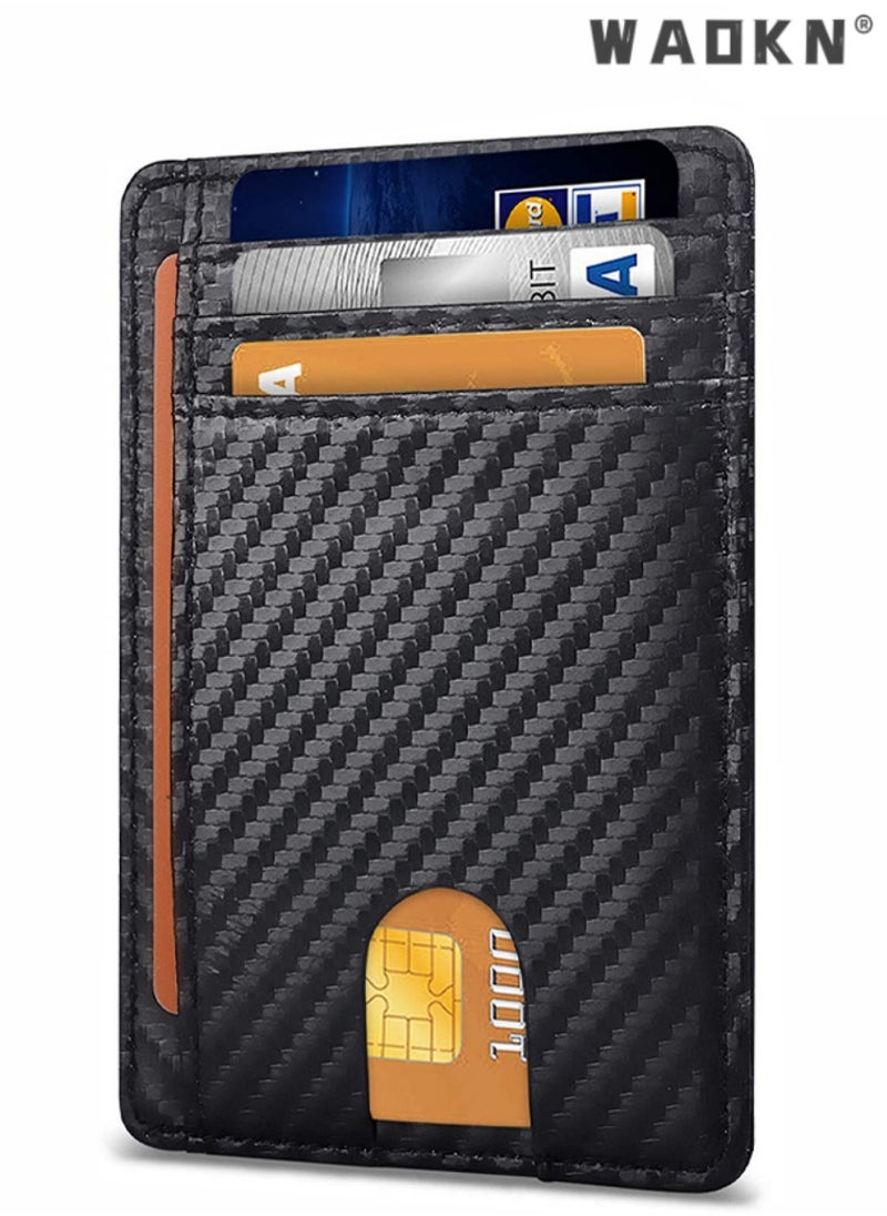 دبليو أيه أو كي أن محفظة ضئيلة RFID محفظة الجيب الأمامي الحد الأدنى الآمن رقيقة حامل بطاقة الائتمان نحيف الحد الأدنى الجيب الأمامي RFID حجب محافظ جلدية للرجال والنساء ، حامل البطاقة والمال ، دائم ، سعة البطاقات المتعددة  - Image 1