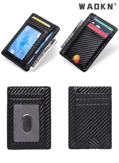 دبليو أيه أو كي أن محفظة ضئيلة RFID محفظة الجيب الأمامي الحد الأدنى الآمن رقيقة حامل بطاقة الائتمان نحيف الحد الأدنى الجيب الأمامي RFID حجب محافظ جلدية للرجال والنساء ، حامل البطاقة والمال ، دائم ، سعة البطاقات المتعددة  - Image 5