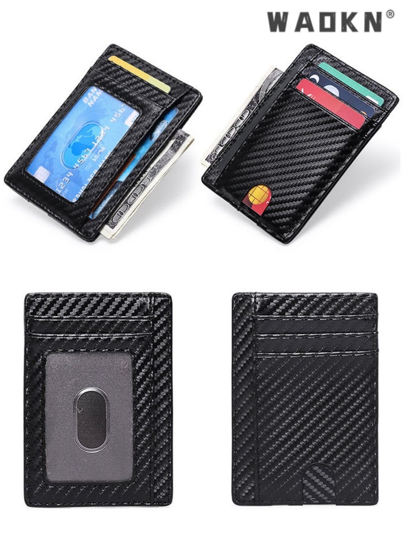دبليو أيه أو كي أن محفظة ضئيلة RFID محفظة الجيب الأمامي الحد الأدنى الآمن رقيقة حامل بطاقة الائتمان نحيف الحد الأدنى الجيب الأمامي RFID حجب محافظ جلدية للرجال والنساء ، حامل البطاقة والمال ، دائم ، سعة البطاقات المتعددة  - Image 5