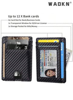 دبليو أيه أو كي أن محفظة ضئيلة RFID محفظة الجيب الأمامي الحد الأدنى الآمن رقيقة حامل بطاقة الائتمان نحيف الحد الأدنى الجيب الأمامي RFID حجب محافظ جلدية للرجال والنساء ، حامل البطاقة والمال ، دائم ، سعة البطاقات المتعددة  - Image 4