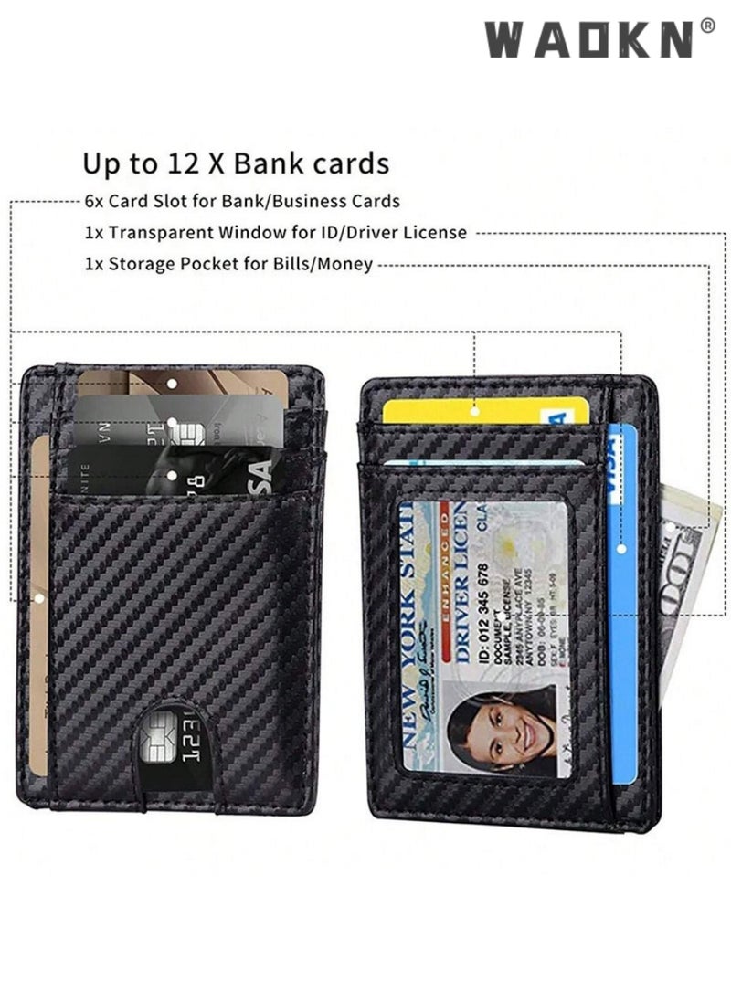 دبليو أيه أو كي أن محفظة ضئيلة RFID محفظة الجيب الأمامي الحد الأدنى الآمن رقيقة حامل بطاقة الائتمان نحيف الحد الأدنى الجيب الأمامي RFID حجب محافظ جلدية للرجال والنساء ، حامل البطاقة والمال ، دائم ، سعة البطاقات المتعددة  - Image 4