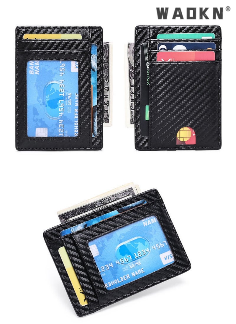 دبليو أيه أو كي أن محفظة ضئيلة RFID محفظة الجيب الأمامي الحد الأدنى الآمن رقيقة حامل بطاقة الائتمان نحيف الحد الأدنى الجيب الأمامي RFID حجب محافظ جلدية للرجال والنساء ، حامل البطاقة والمال ، دائم ، سعة البطاقات المتعددة  - Image 3