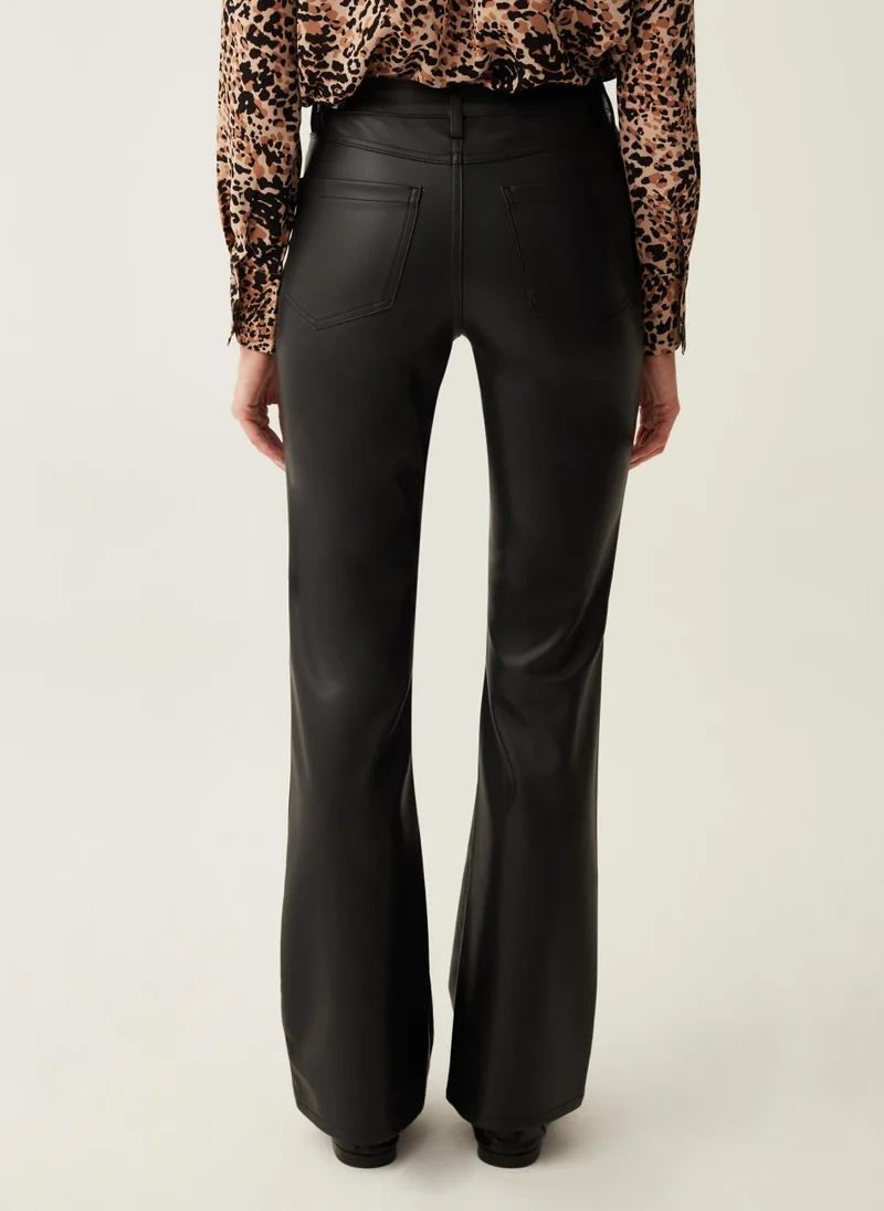 Ovs Glossy-effect bootcut-fit trousers
