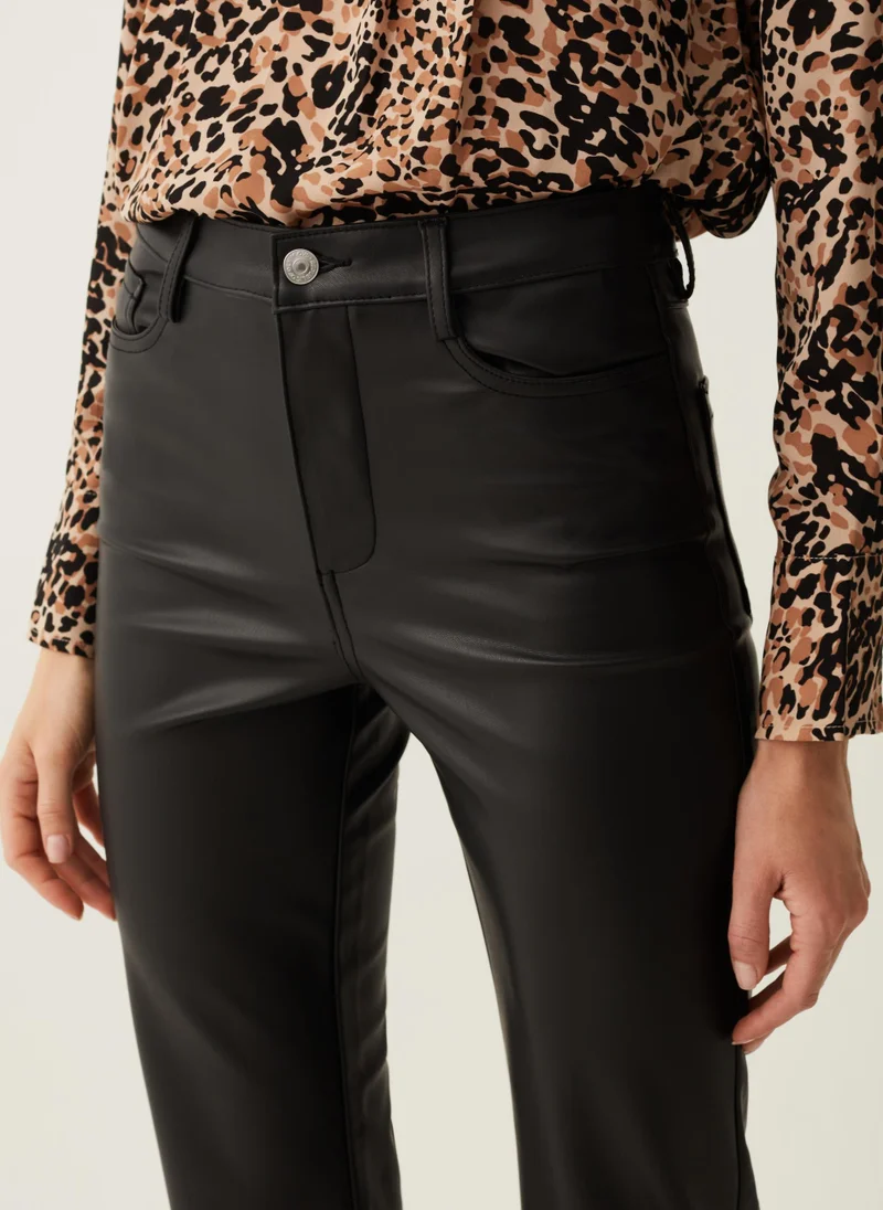 Ovs Glossy-effect bootcut-fit trousers
