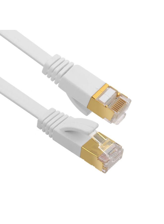 Six-class Flat Network Cable Copper-clad Aluminum CAT6 Finished Jumper 8-core Gigabit 6-class Computer Network Cable-Color:Category 6 Flat Wire-white-Line Length:30 M - Image 1
