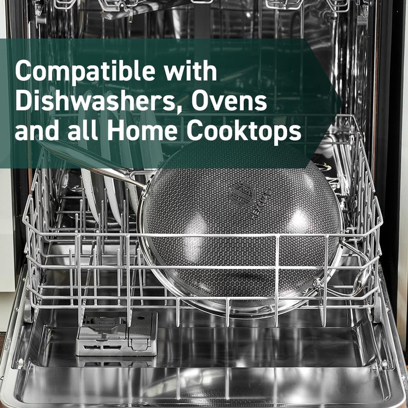 HexClad ووك هيكسكلاد هجين غير لاصق 10 بوصة، مقبض بارد، آمن في غسالة الصحون والفرن، متوافق مع جميع أسطح الطهي، جاهز للحث الحراري - Image 5