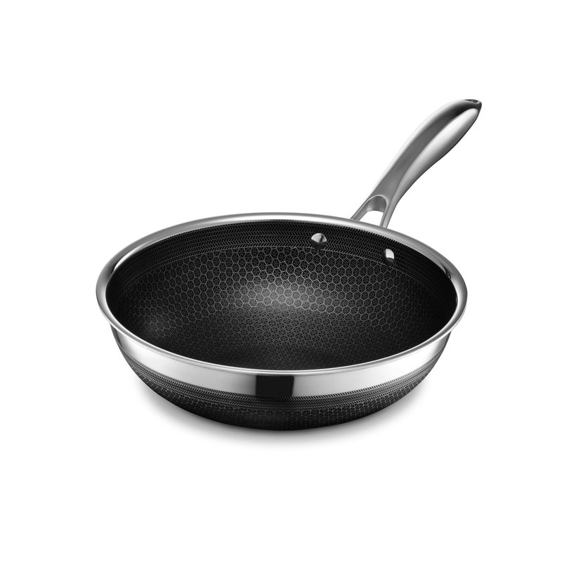 HexClad ووك هيكسكلاد هجين غير لاصق 10 بوصة، مقبض بارد، آمن في غسالة الصحون والفرن، متوافق مع جميع أسطح الطهي، جاهز للحث الحراري - Image 1