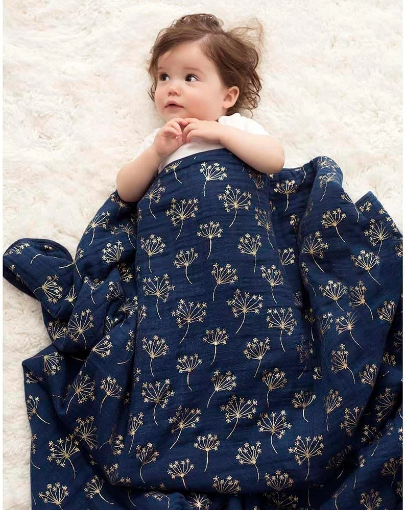 aden + anais Aden + Anais Cotton Muslin Dream Blanket - Metallic Gold Deco