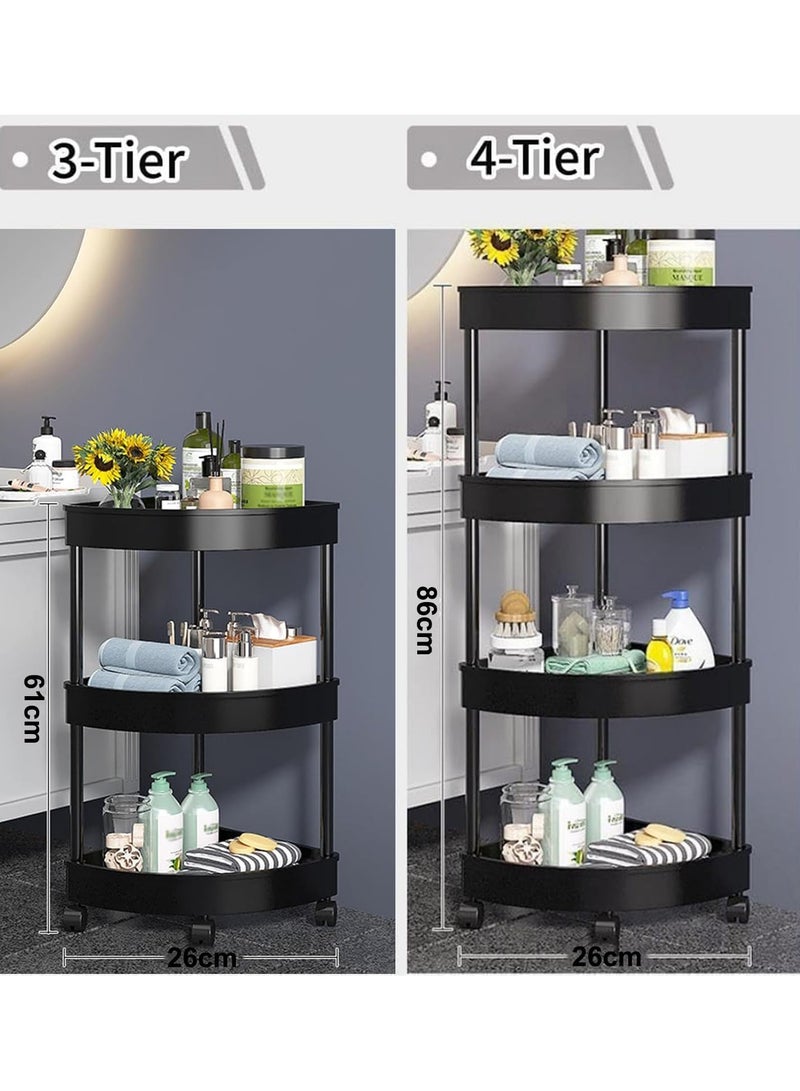 INSIJAM 4-Layer Shower Caddy Corner Shelves Bathroom Shelving Unit Cart with Wheel Plastic Shower Caddy Organizer Shelf Triangular Hollow Out Utility Cart for Kiten Bathroom Laundry - Image 2