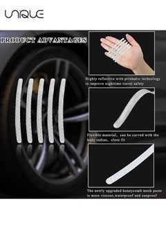 يونيك 20PCS عاكس عجلة السيارة الزخرفية ملصقات شريطية ، ملصق تحذير السلامة الليلية المضادة للخدش ، جنوط إطارات السيارات الفلورية صائق ، اكسسوارات الديكور الخارجي للمركبة العالمية (فضي)  - Image 3