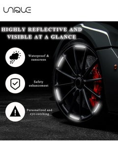 يونيك 20PCS عاكس عجلة السيارة الزخرفية ملصقات شريطية ، ملصق تحذير السلامة الليلية المضادة للخدش ، جنوط إطارات السيارات الفلورية صائق ، اكسسوارات الديكور الخارجي للمركبة العالمية (فضي)  - Image 4