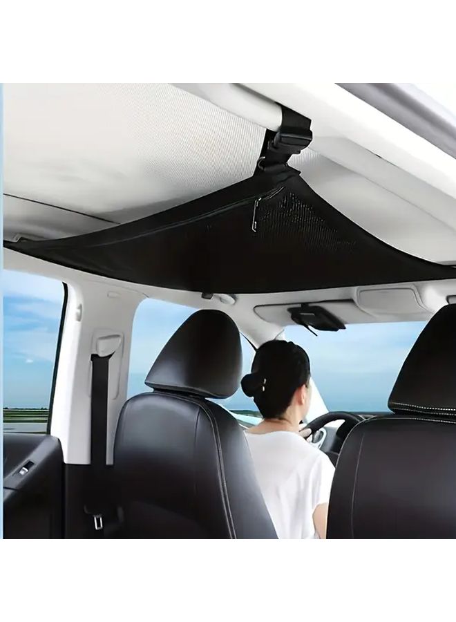 Black Car Ceiling Storage Net Large Capacity Roof Organizer For Travel Camping - Image 4
