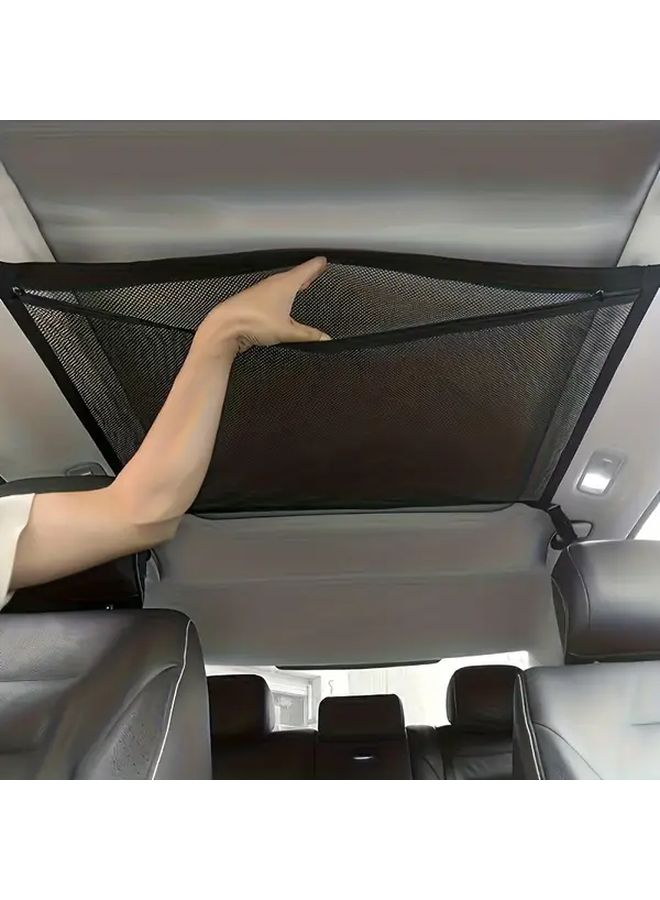 Black Car Ceiling Storage Net Large Capacity Roof Organizer For Travel Camping - Image 5
