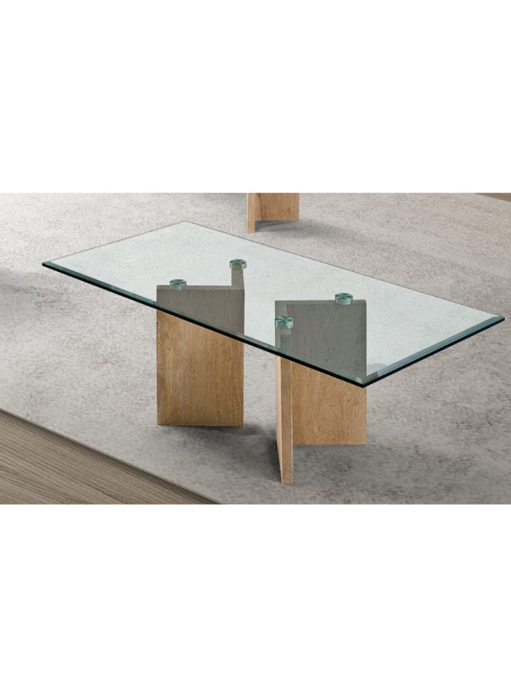 ليلت للأثاث طقم طاولات شاي وقهوة من الرخام الطبيعي - 120x60x42 سم (طاولة وسط) - 55x55x55 سم (طاولات جانبية) - Image 2