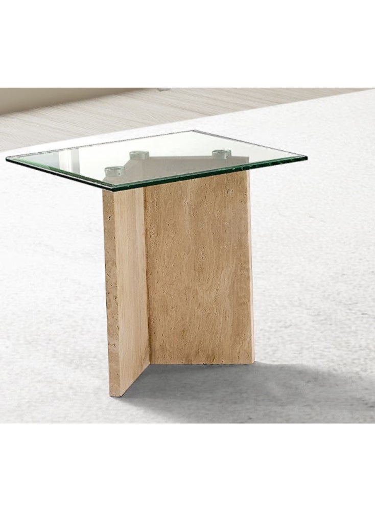 ليلت للأثاث طقم طاولات شاي وقهوة من الرخام الطبيعي - 120x60x42 سم (طاولة وسط) - 55x55x55 سم (طاولات جانبية) - Image 3