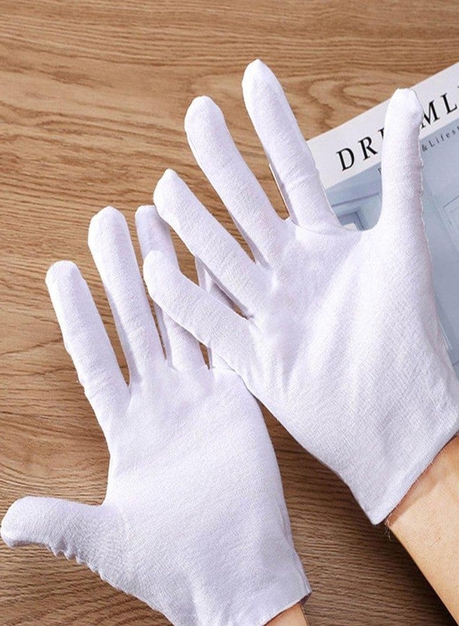 JDRGJTH 100 PCS White Cotton Gloves for Dry Hands White Cotton Gloves for Eczema Sleeping Cosmetic Moisturizing Eczema and Coin Jewelry Inspection Washable for Men and Women - Image 4