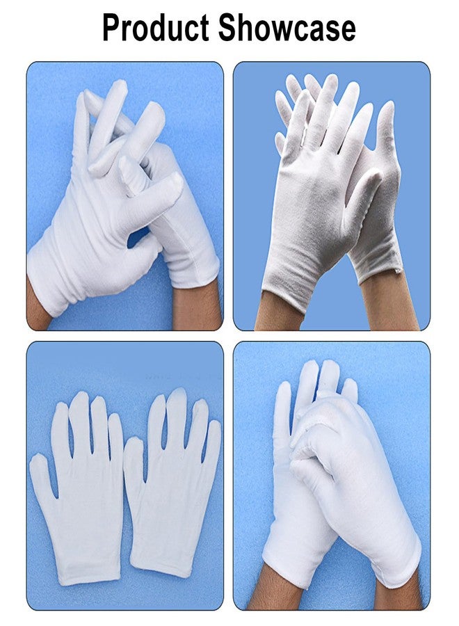 JDRGJTH 100 PCS White Cotton Gloves for Dry Hands White Cotton Gloves for Eczema Sleeping Cosmetic Moisturizing Eczema and Coin Jewelry Inspection Washable for Men and Women - Image 3