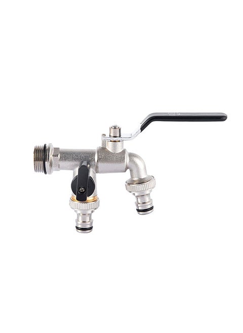 Double Tap 3/4 Inch and 1 * 3/4 Inch Outlet with Thicken Outlet Valve Detachable for Garden Drinking Water Farm Crops with Black Handle