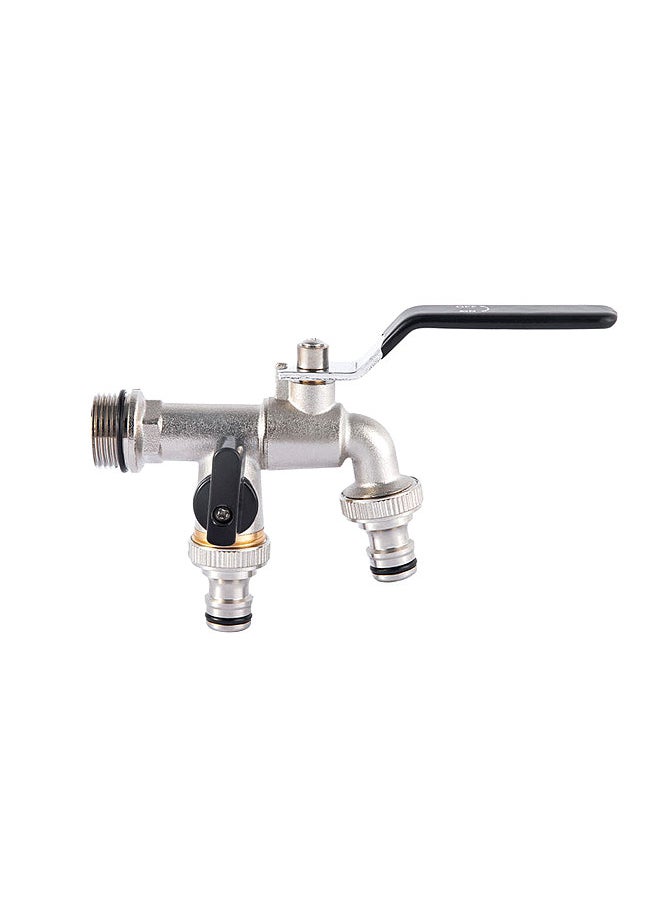 Generic - Double Tap 3/4 Inch and 1 * 3/4 Inch Outlet with Thicken Outlet Valve Detachable for Garden Drinking Water Farm Crops with Black Handle - Image 1