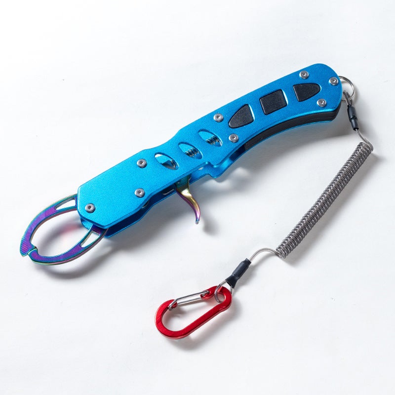 Generic Fish control device Luya multi-functional Luya pliers large object suit genuine goods mini stainless steel scissors pe fishing line fishing tool [Blue] upgrade * high hardness color titanium pliers mouth fish control device