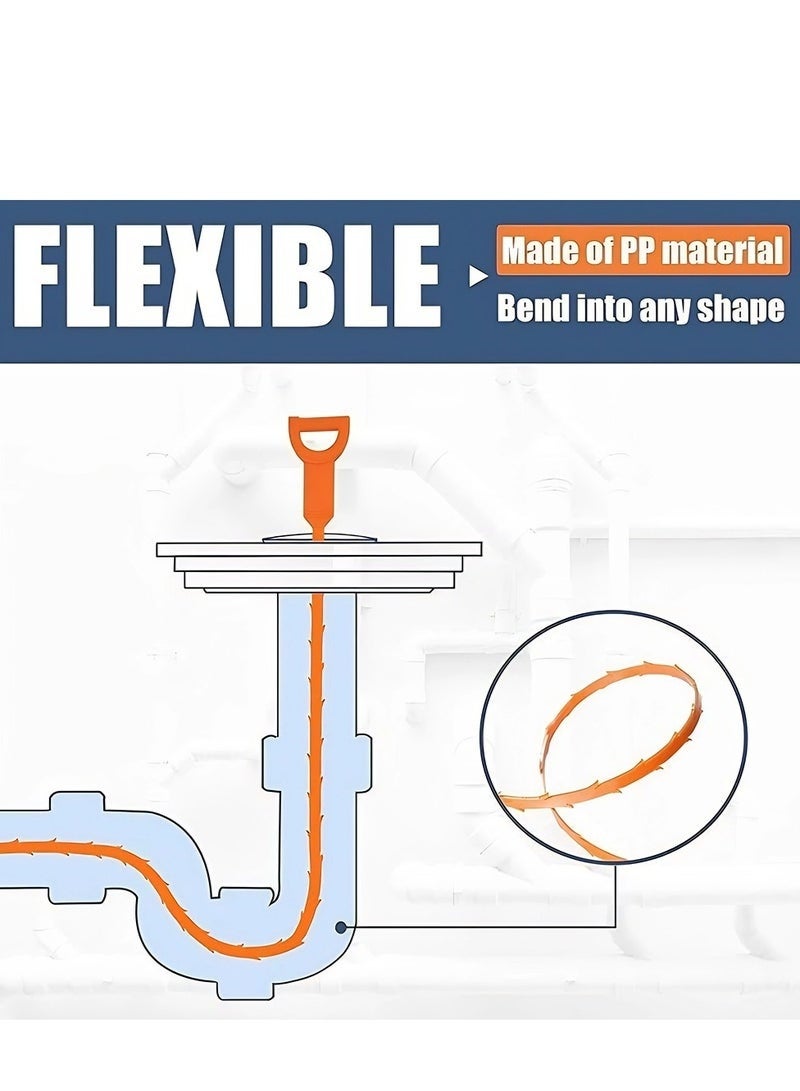 SHAOZHEN 35.5inch Drain Clog Remover, 25inch Drain Snake Hair Remover, Hair Catcher Drain Auger Cleaner Tool Set for Toilet, Kitchen Sink, Bathroom Tub, Sewer, 7 Pack - Image 5